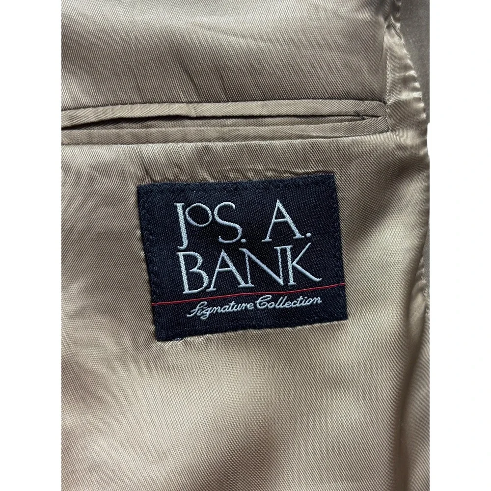 Jos A Bank 42S 36x30 Tan 2pc Pant Suit Signature Collection Pleated Cuffed Wool